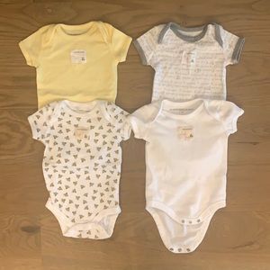 Burt’s Bees Set of Four Bodysuits Size 0-3m